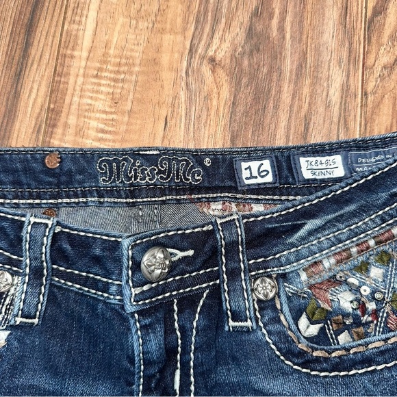 NWOT Girl Miss Me Skinny Jeans Flap Pocket with Bling & Sparkle Size: 16 Girls - Picture 6 of 6